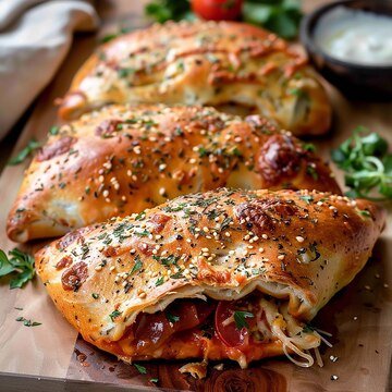 Beef Pepperoni and (Turkey) Ham Stromboli  